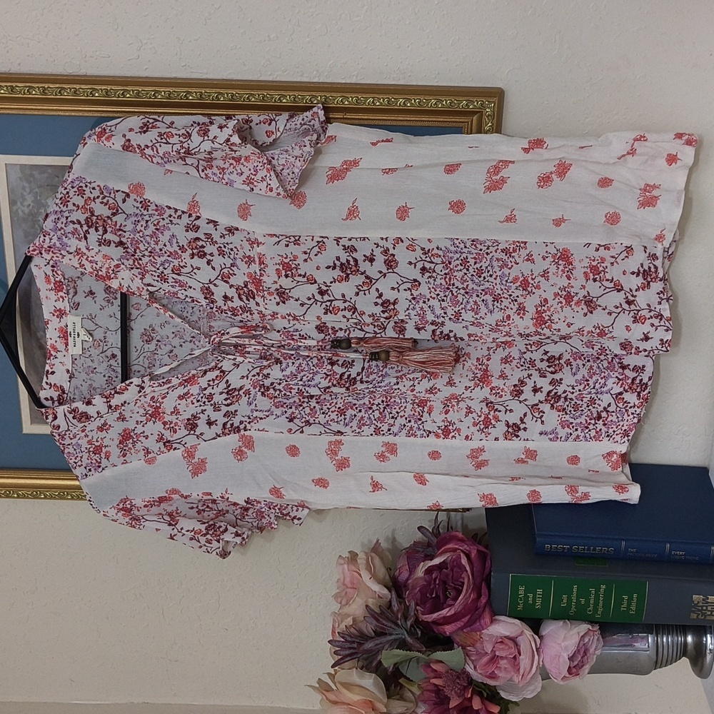 Bohemian Floral Print Top Size Large Cottagecore Feminine Western Casual - Picture 5 of 7